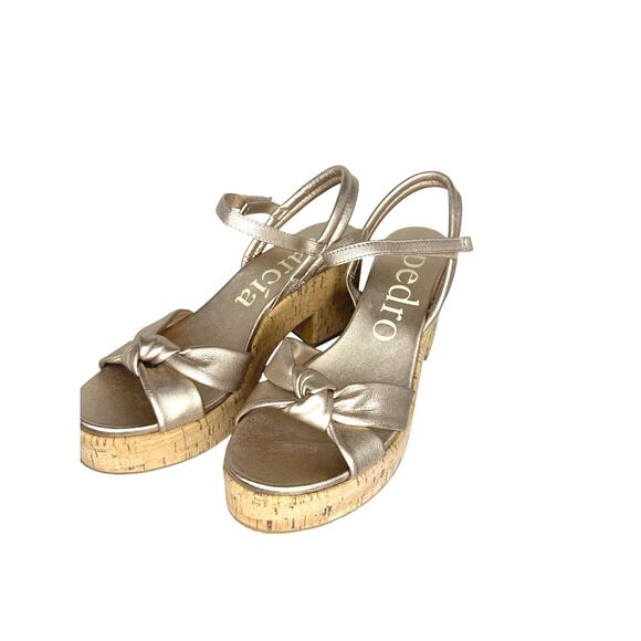 Pedro Garcia  Rose Gold Dala Slingback Platform Sandal Nappa Lame size 40.5 - Picture 10 of 10